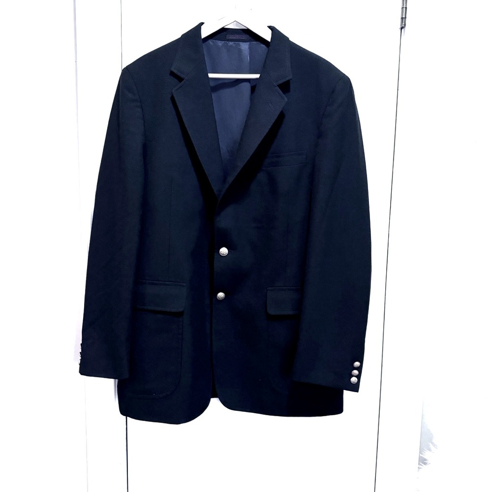 VTG Alexander Shields Hopsack Blazer Sport Coat Jacket 43 L Black